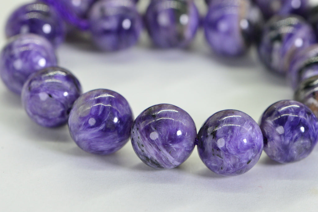 Russian Charoite 9mm Round Beads Natural Gemstone Beads Jewelry Making Supplies 7.5 inch strand