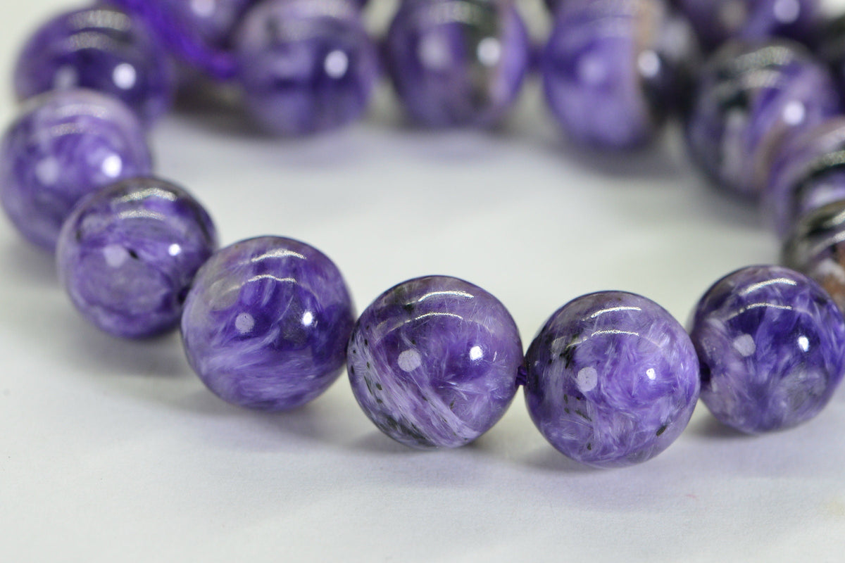 Russian Charoite 9mm Round Beads Natural Gemstone Beads Jewelry Making Supplies 7.5 inch strand