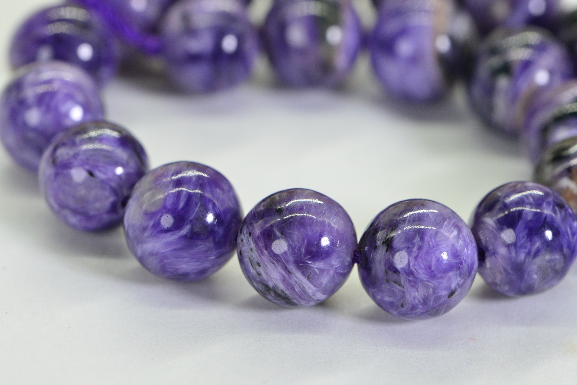Russian Charoite 9mm Round Beads Natural Gemstone Beads Jewelry Making Supplies 7.5 inch strand