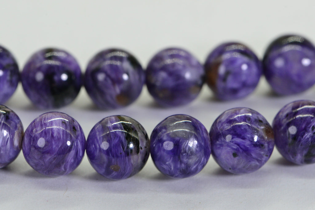 Russian Charoite 9mm Round Beads Natural Gemstone Beads Jewelry Making Supplies 7.5 inch strand
