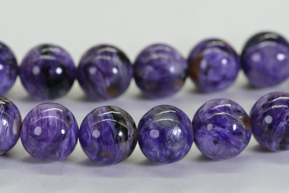 Russian Charoite 9mm Round Beads Natural Gemstone Beads Jewelry Making Supplies 7.5 inch strand
