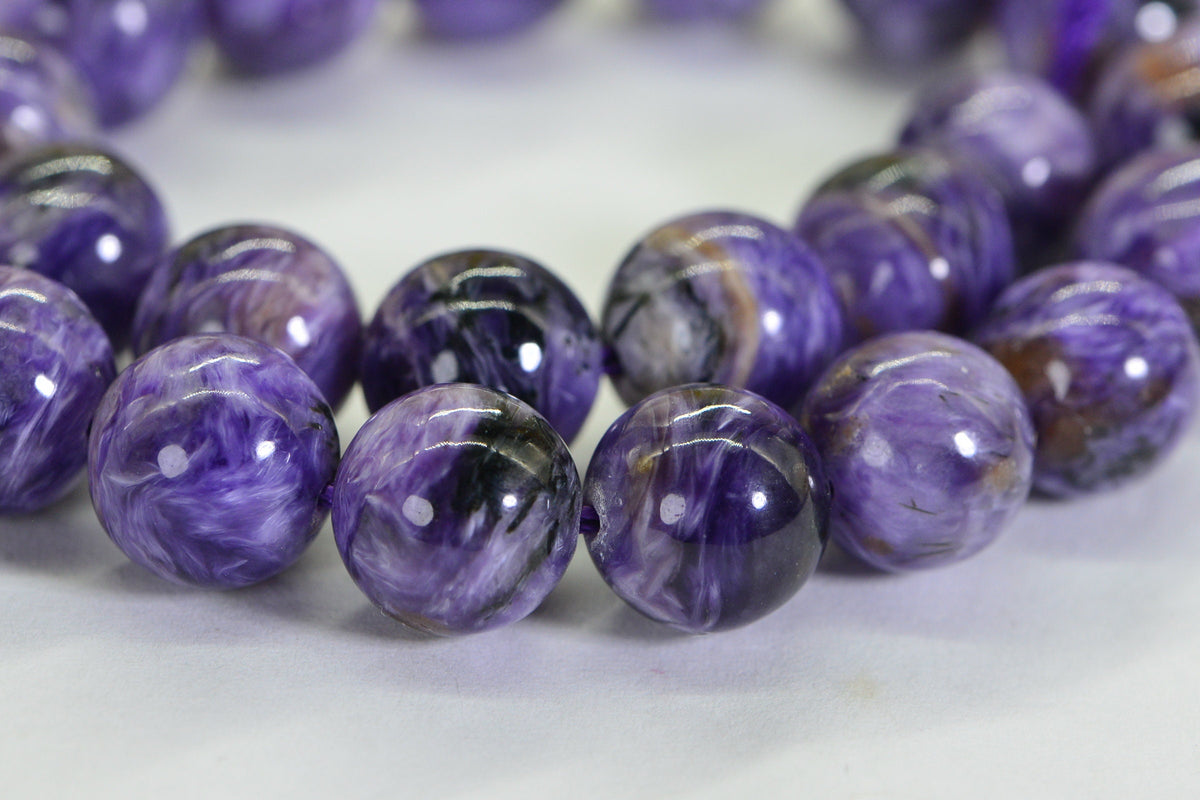 Russian Charoite 9mm Round Beads Natural Gemstone Beads Jewelry Making Supplies 7.5 inch strand