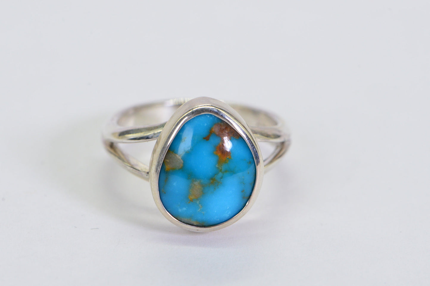 Kingman Turquoise Ring, Solid Sterling Silver, Oval Stone