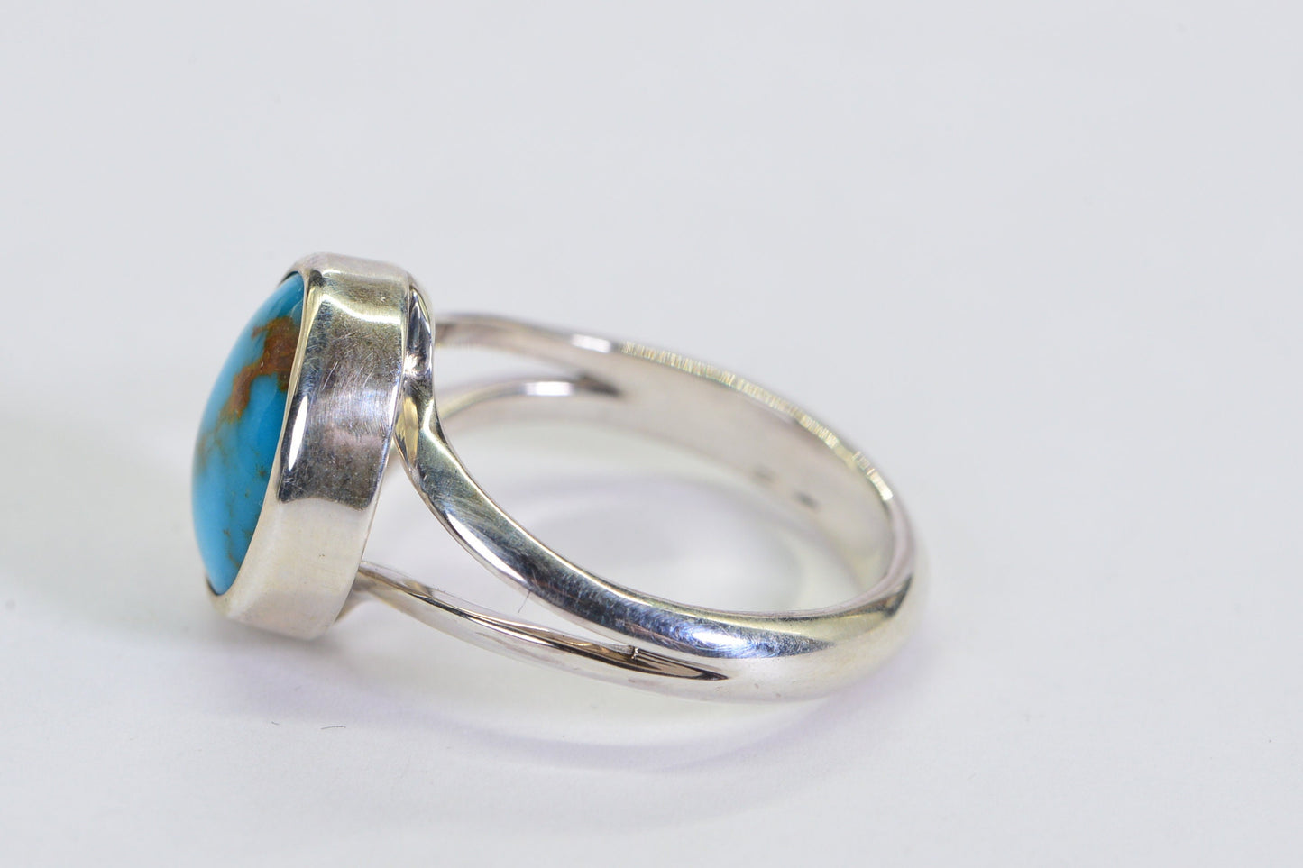 Kingman Turquoise Ring, Solid Sterling Silver, Oval Stone