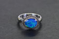 Australian Black Opal Ring: Sterling Silver Bezel, October Birthstone, Size 7