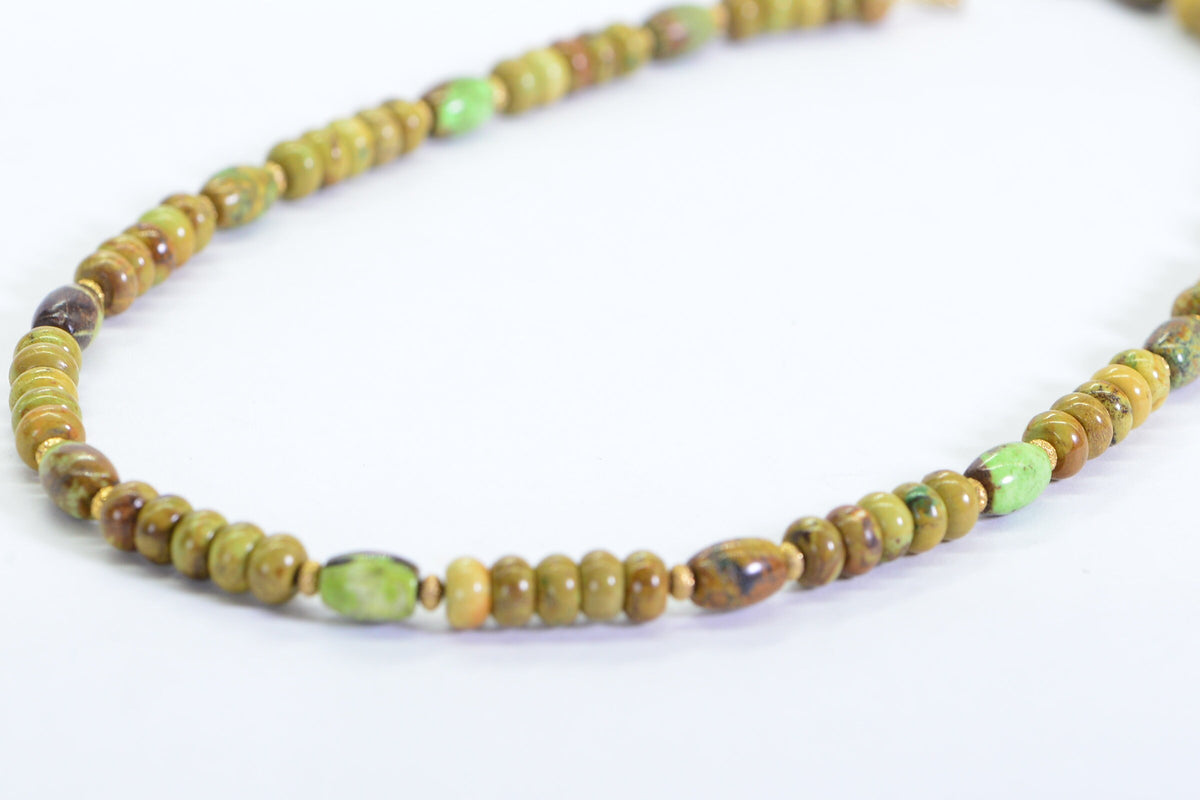 Australian Gaspeite Beaded Choker: 14K Gold Filled Gemstone Necklace