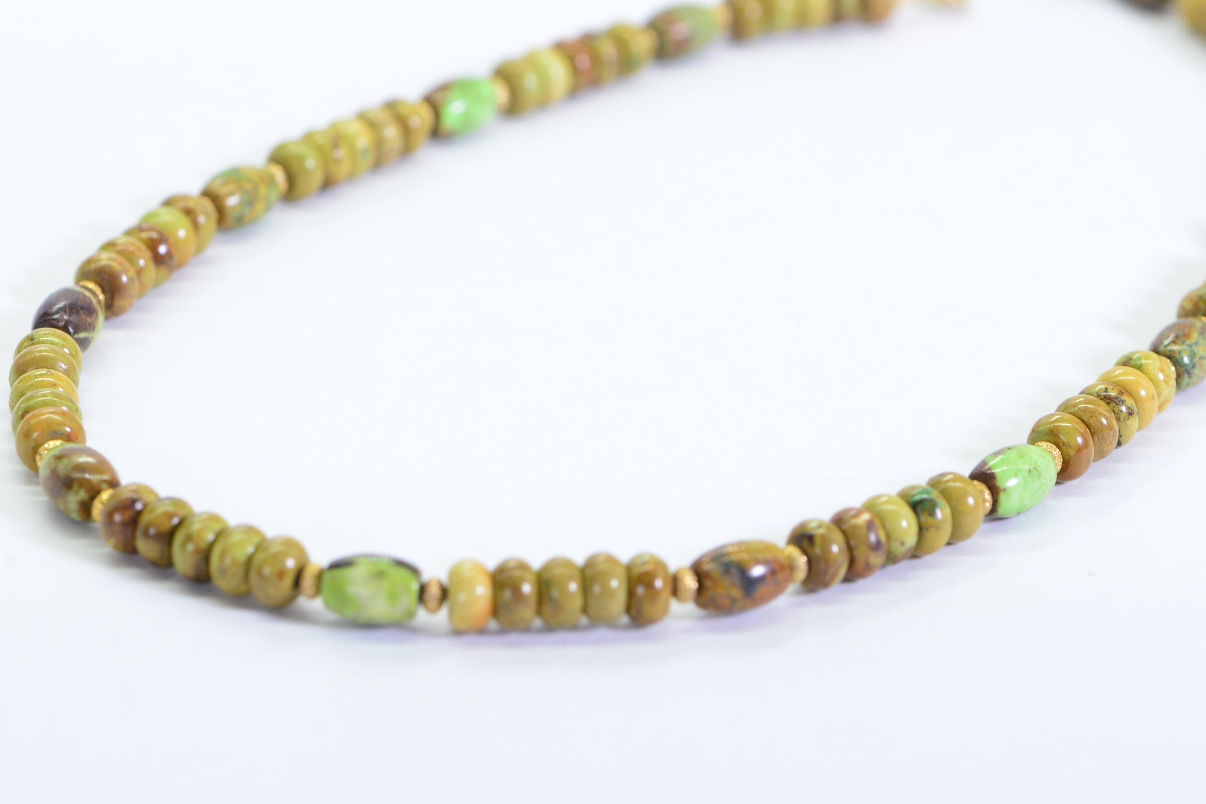 Australian Gaspeite Beaded Choker: 14K Gold Filled Gemstone Necklace