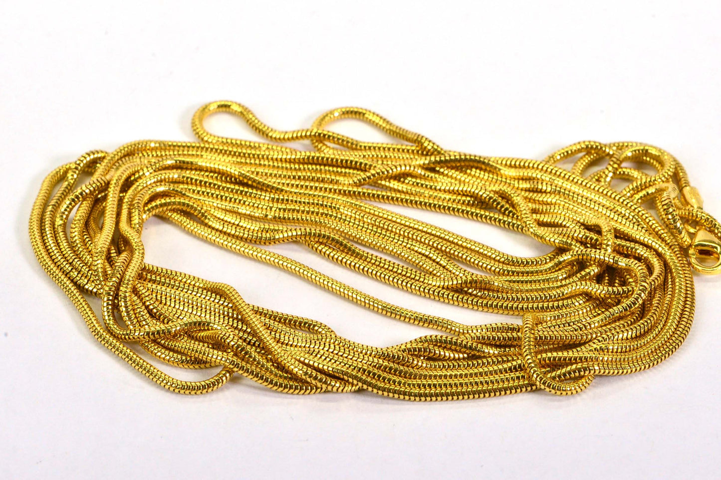 18K Gold Over Sterling Silver Snake Chain: Diamond Cut, 100 Inch
