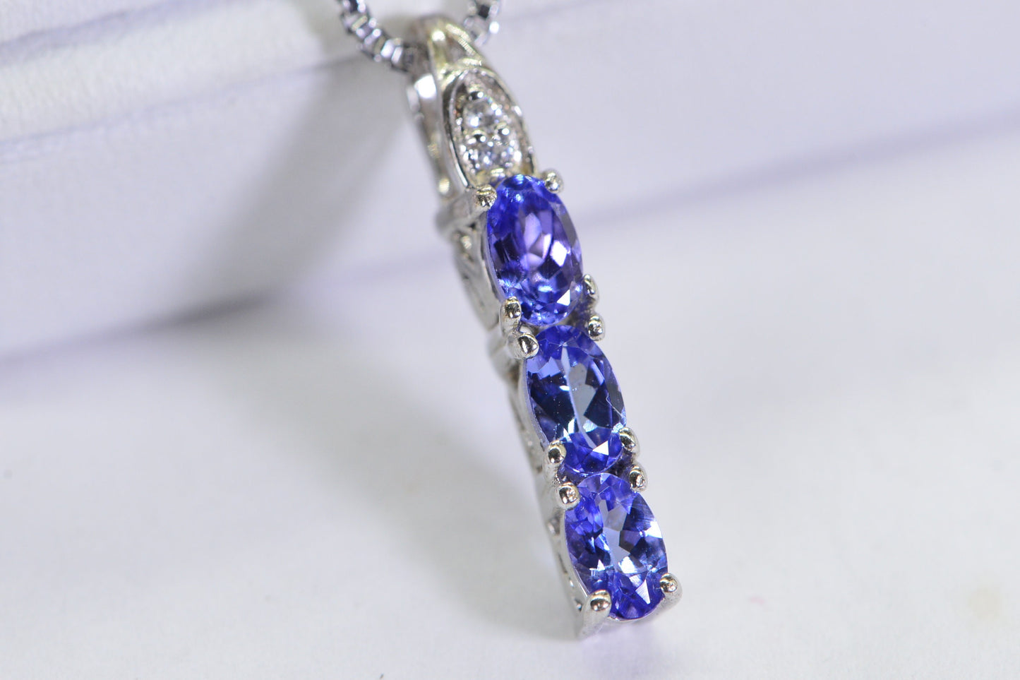 AAA Tanzanite Stick Pendant, Sterling Silver Birthstone Jewelry