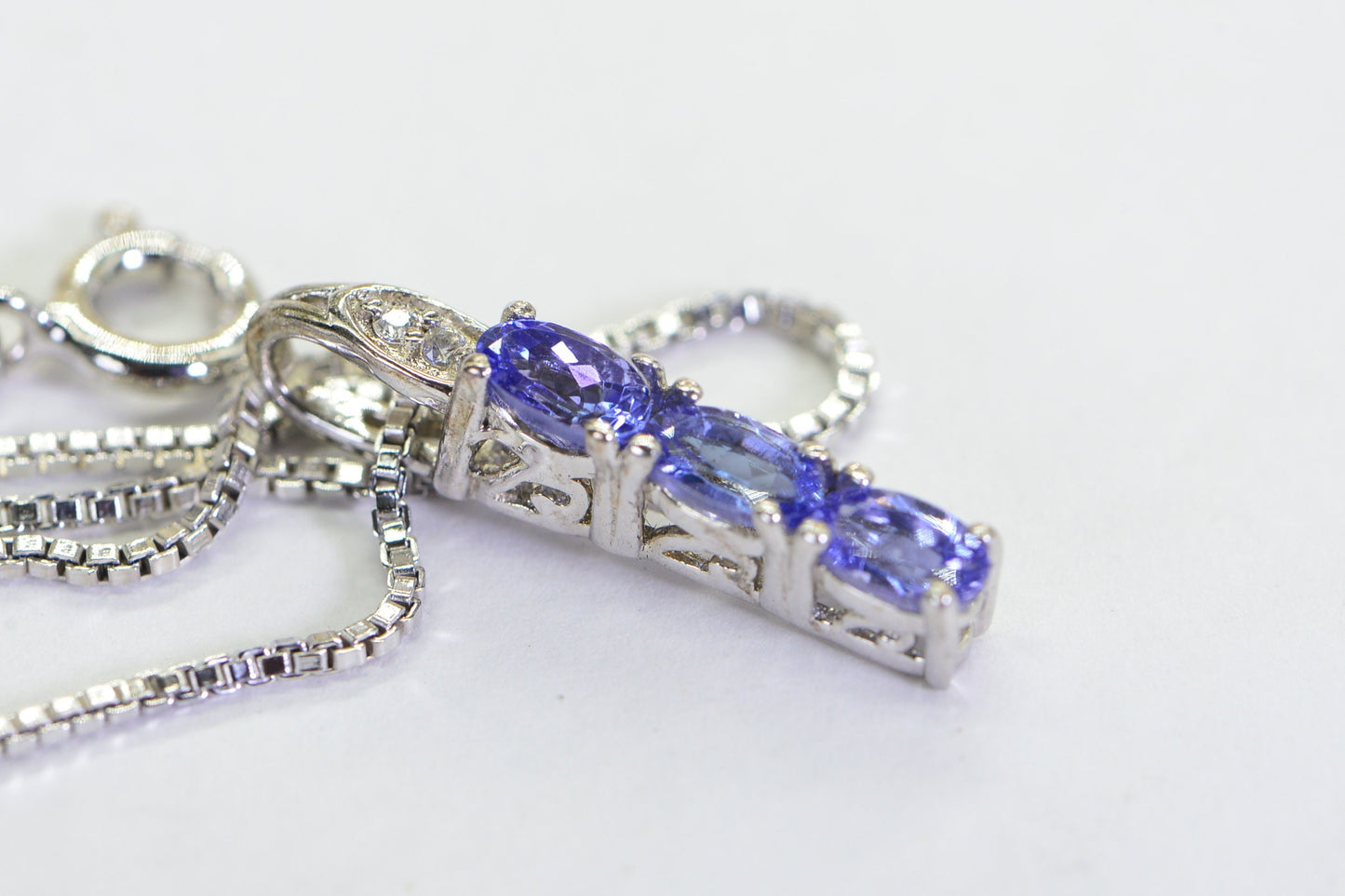 AAA Tanzanite Stick Pendant, Sterling Silver Birthstone Jewelry