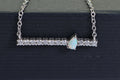 White Opal Necklace: Sterling Silver Simulated Diamond Bar Choker
