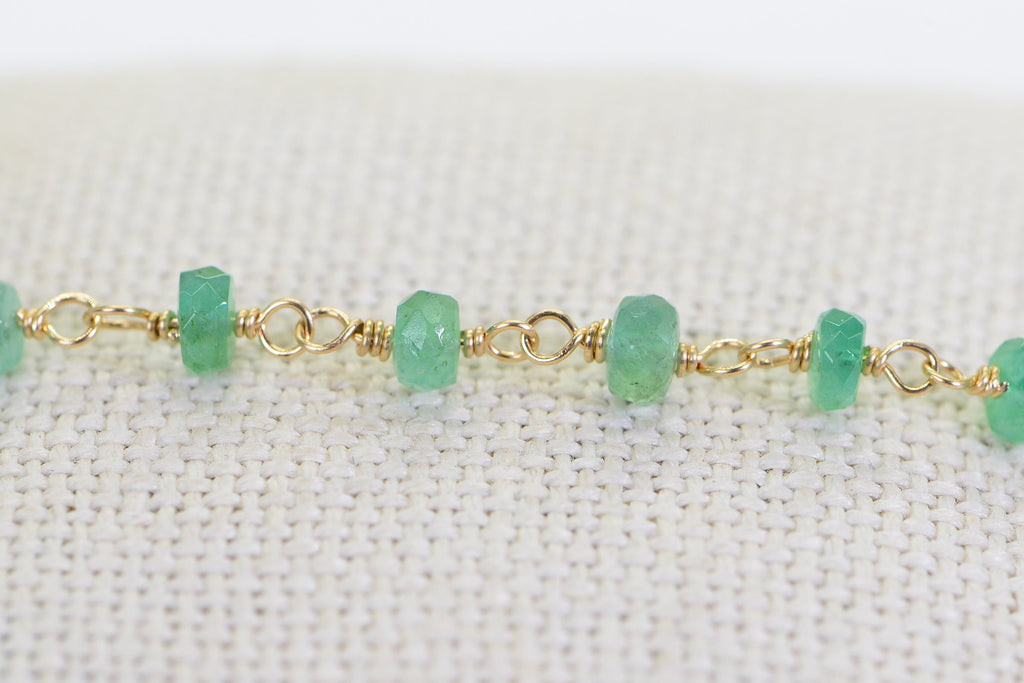 Colombian Emerald Bracelet Genuine 14K Gold Gemstone Jewelry Delicate Bracelet