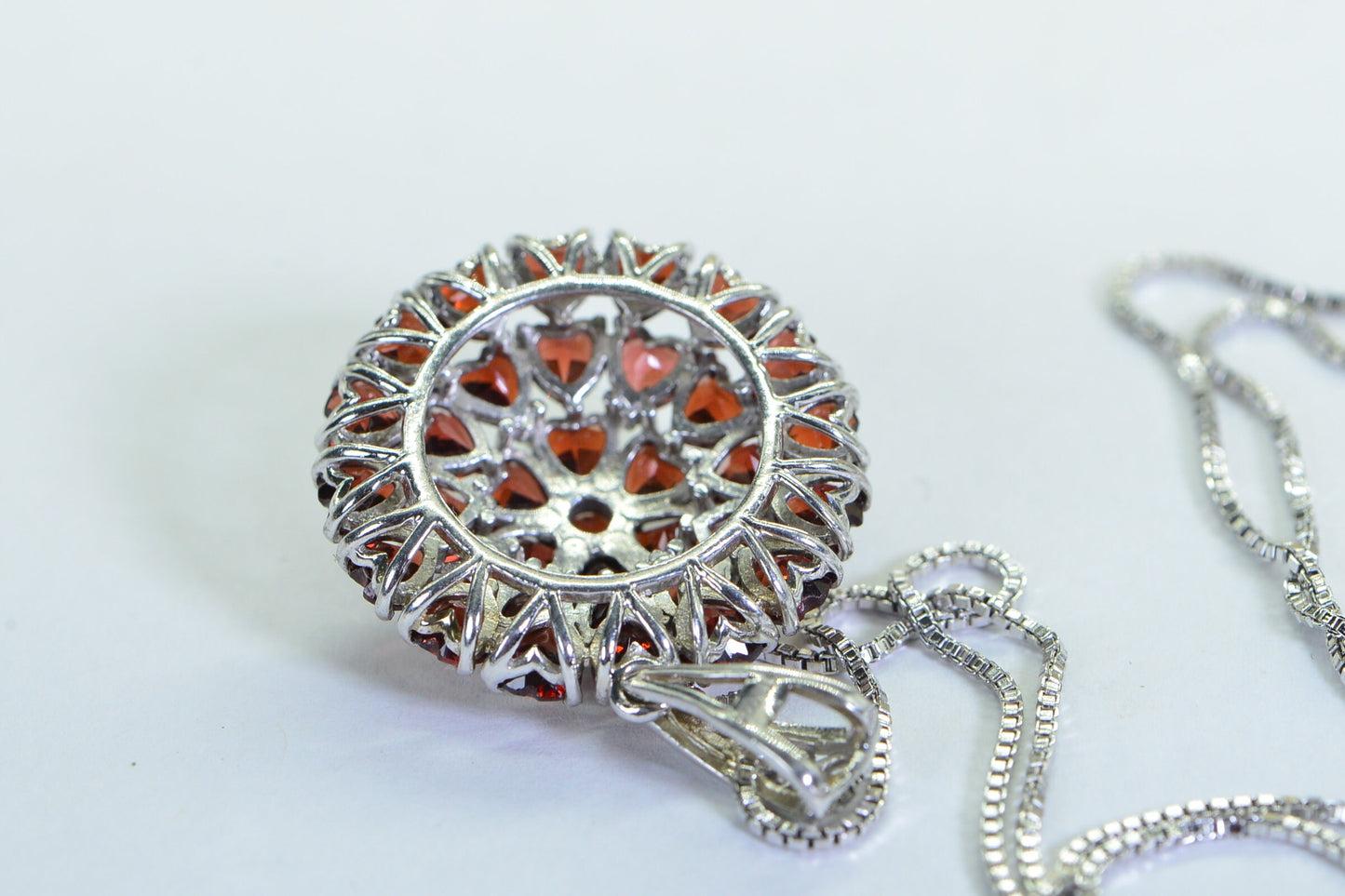 Natural Garnet Cluster Heart Pendant Sterling Silver  Birthstone Necklace Designer Jewelry Gift For Mom