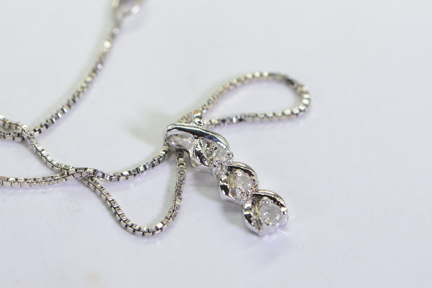 Diamond Stick Pendant: 14k White Gold over Sterling Silver