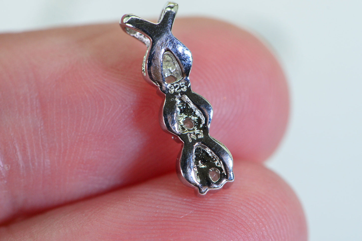 Diamond Stick Pendant: 14k White Gold over Sterling Silver