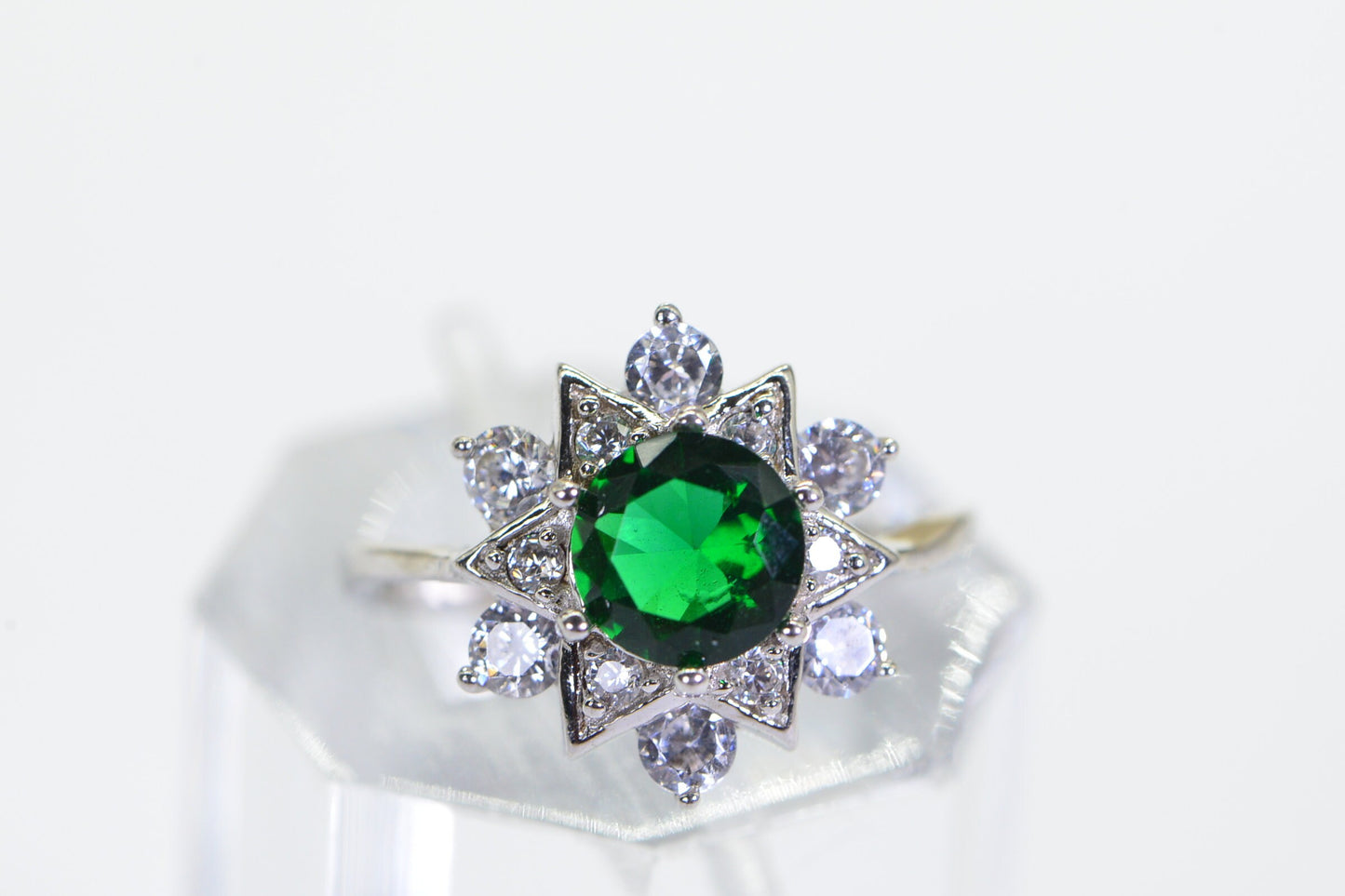 Natural Ruby Sterling Silver Ring: Vintage Halo Engagement Ring