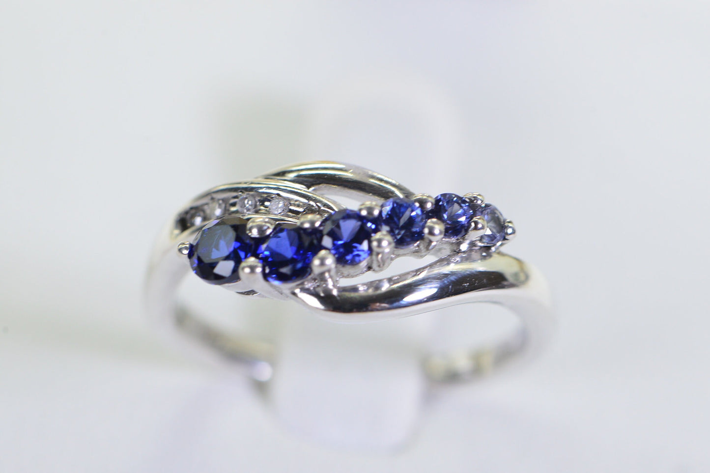 Sapphire & Diamond Sterling Silver Ring: Handmade Engagement Band