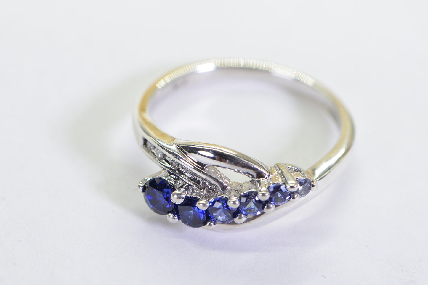 Sapphire & Diamond Sterling Silver Ring: Handmade Engagement Band