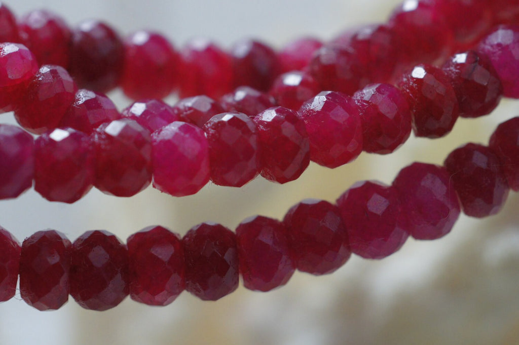 5mm Genuine Ruby Faceted Rondelle Beads  Natural Gemstone Beads Jewelry Making Supplies