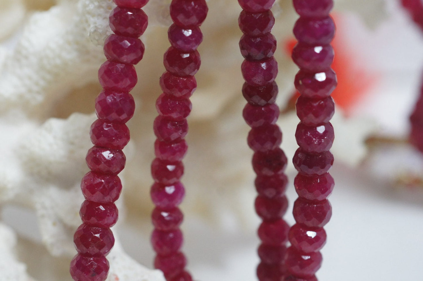 5mm Genuine Ruby Faceted Rondelle Beads  Natural Gemstone Beads Jewelry Making Supplies