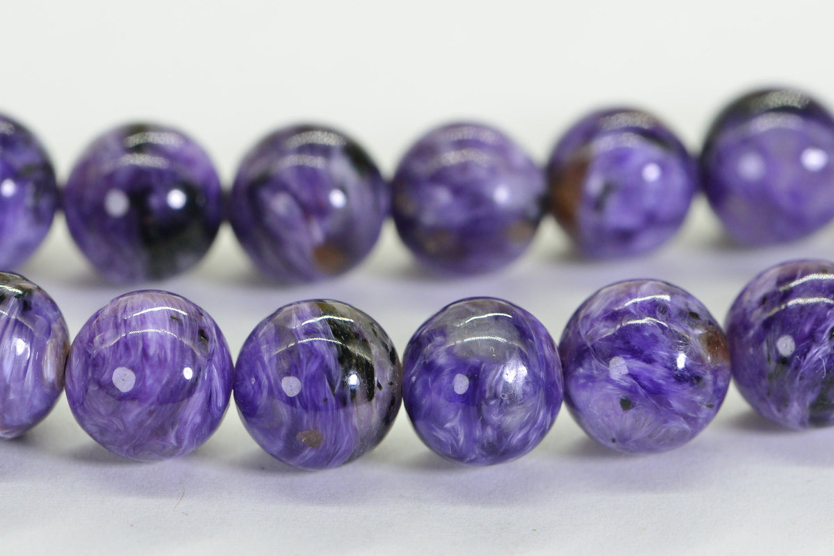 Russian Charoite 9mm Round Beads Natural Gemstone Beads Jewelry Making Supplies 7.5 inch strand