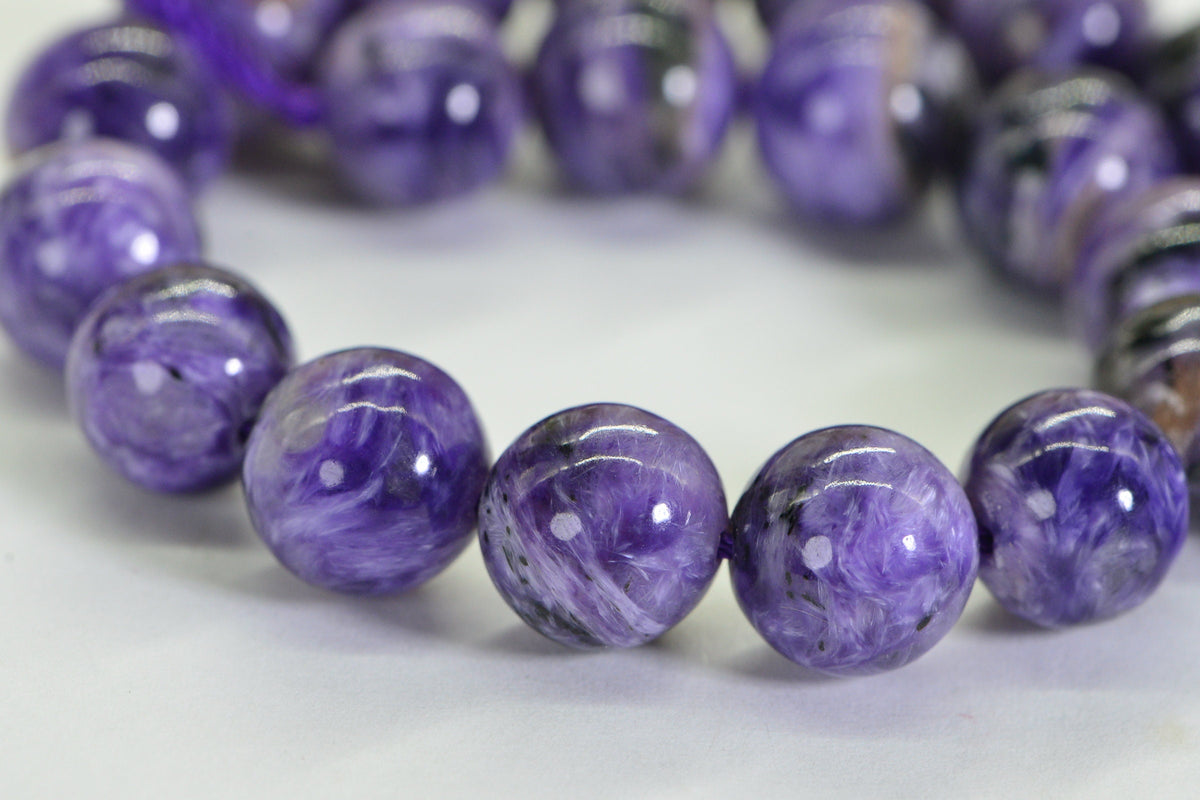Russian Charoite 9mm Round Beads Natural Gemstone Beads Jewelry Making Supplies 7.5 inch strand