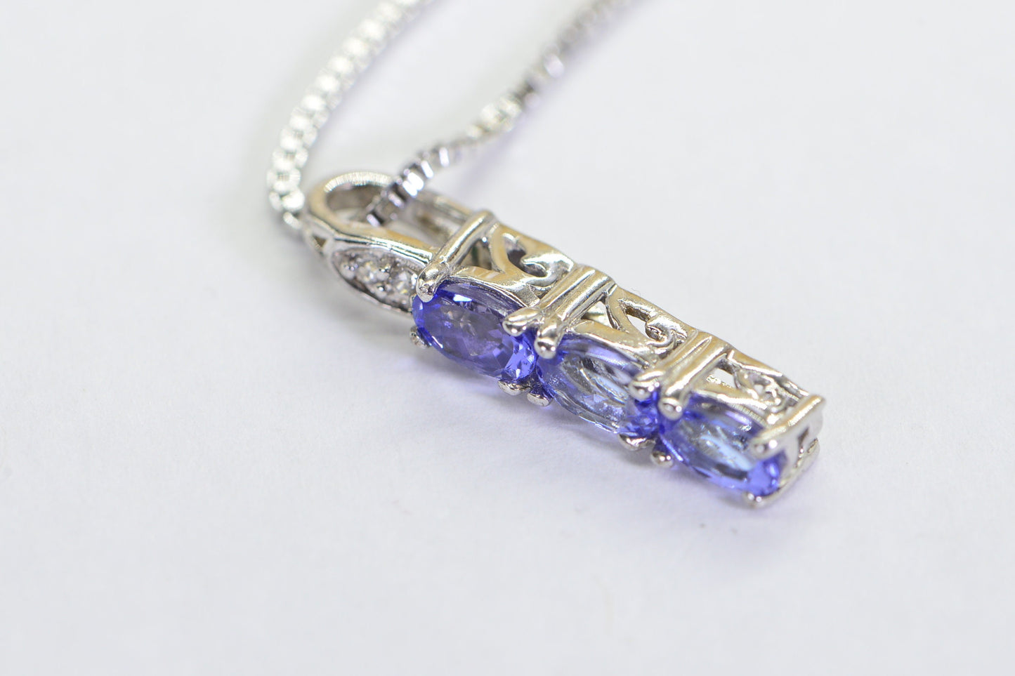 AAA Tanzanite Stick Pendant, Sterling Silver Birthstone Jewelry