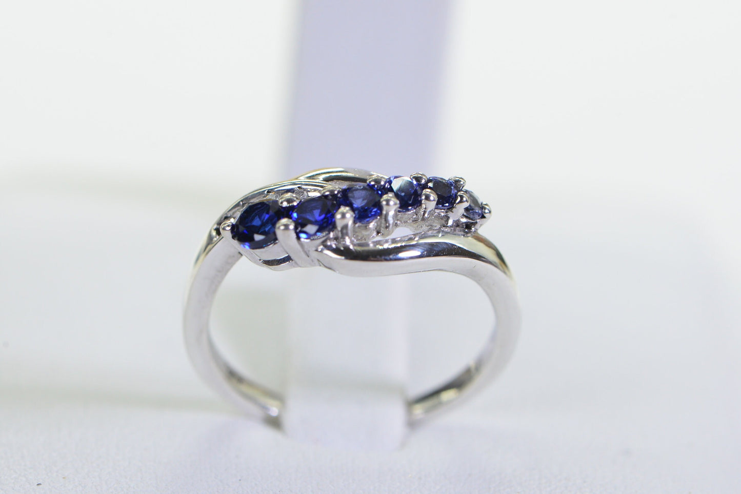 Sapphire & Diamond Sterling Silver Ring: Handmade Engagement Band