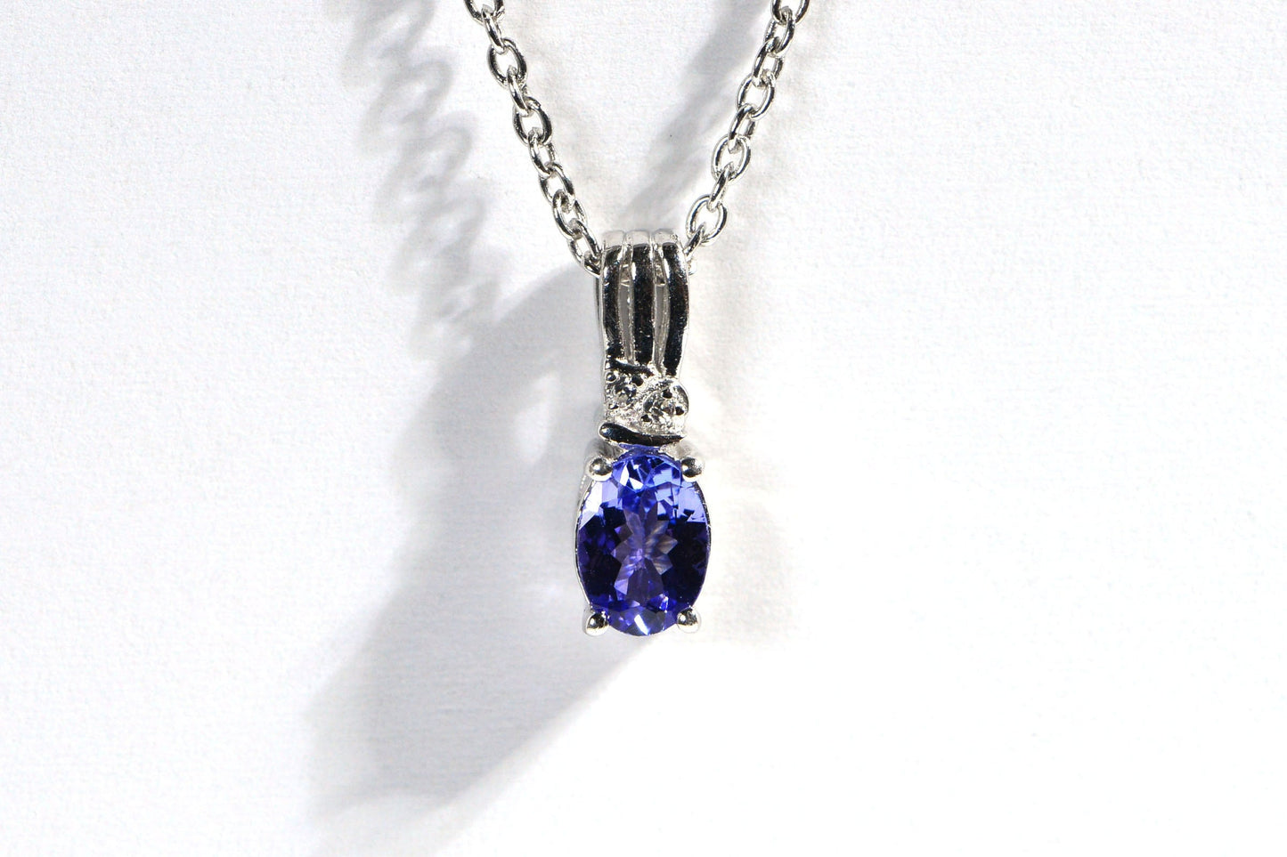 Tanzanite Pendant, Dainty Oval Gemstone, Sterling Silver Necklace, 20 inch