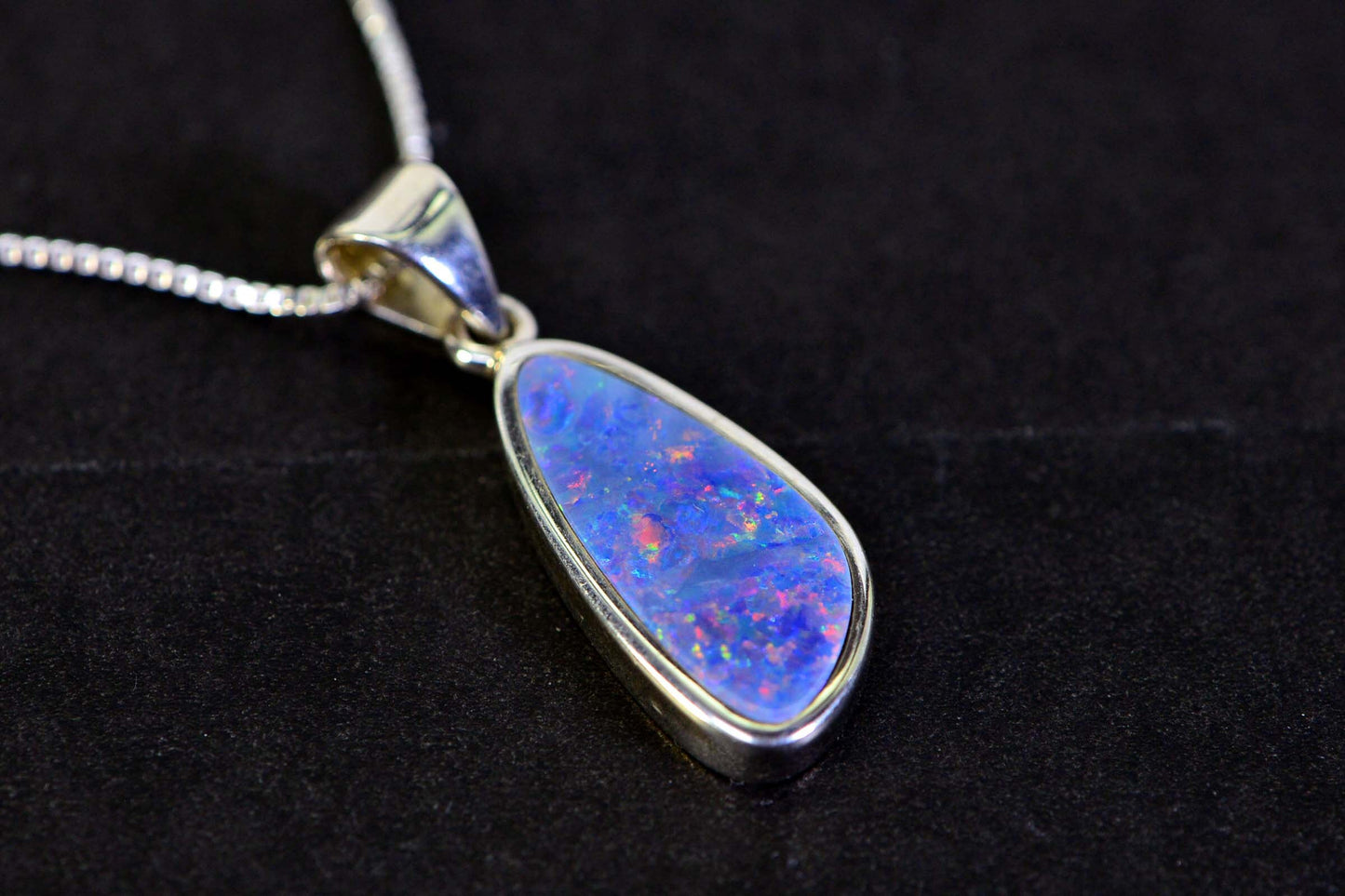 Australian Black Opal Necklace: Handmade Sterling Silver Jewelry
