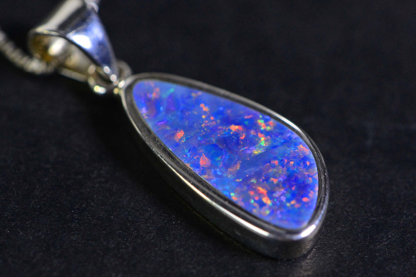 Australian Black Opal Necklace: Handmade Sterling Silver Jewelry