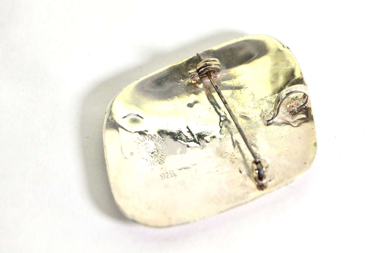 Vintage Abalone Inlay Archer Brooch Pendant: 925 Sterling Silver Mexico