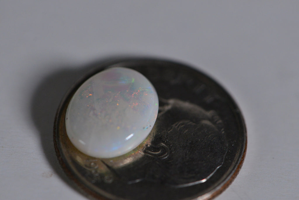 Australian White Solid Opal Oval Cabochon 10X8mm Smooth Oval Opal For Ring Make Metallic Rainbow 1.5ctw