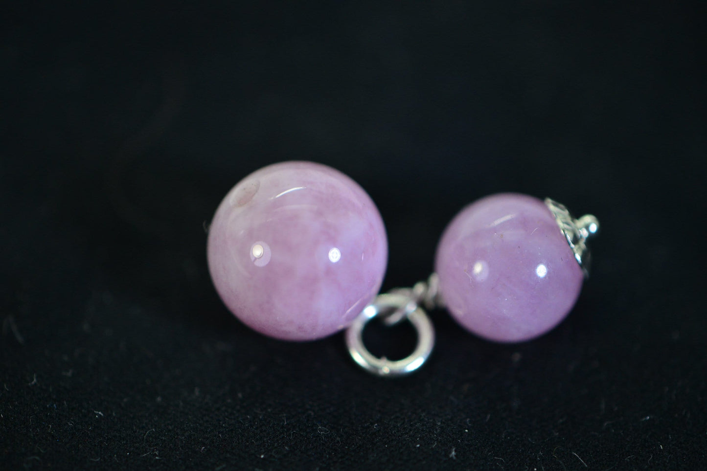 8mm Kunzite Jade Pendant Genuine Pink Purple Jade Charm Sterling Silver Wire Wrapped