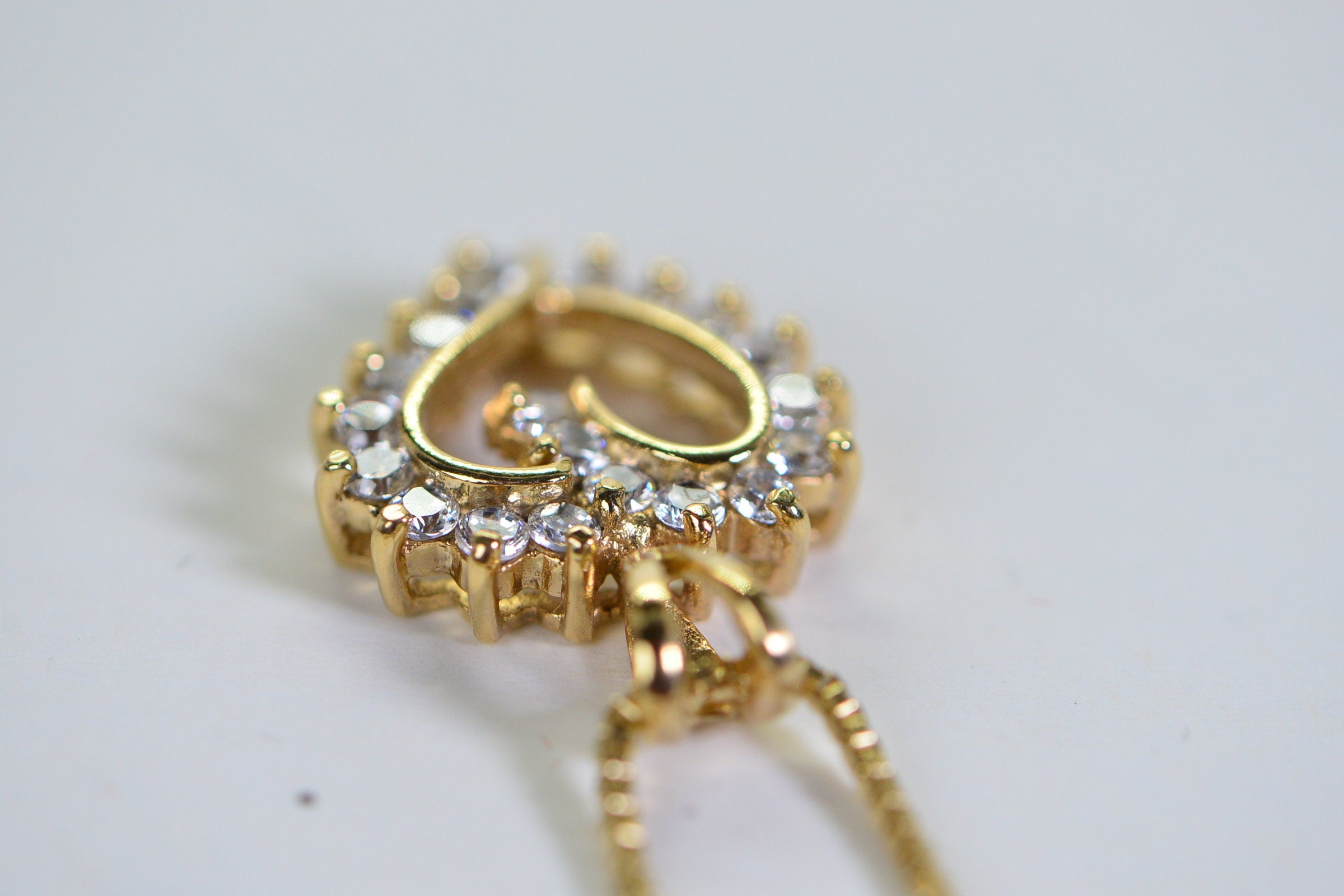 CZ Heart Pendant: 14K Gold Vermeil Sterling Silver Necklace