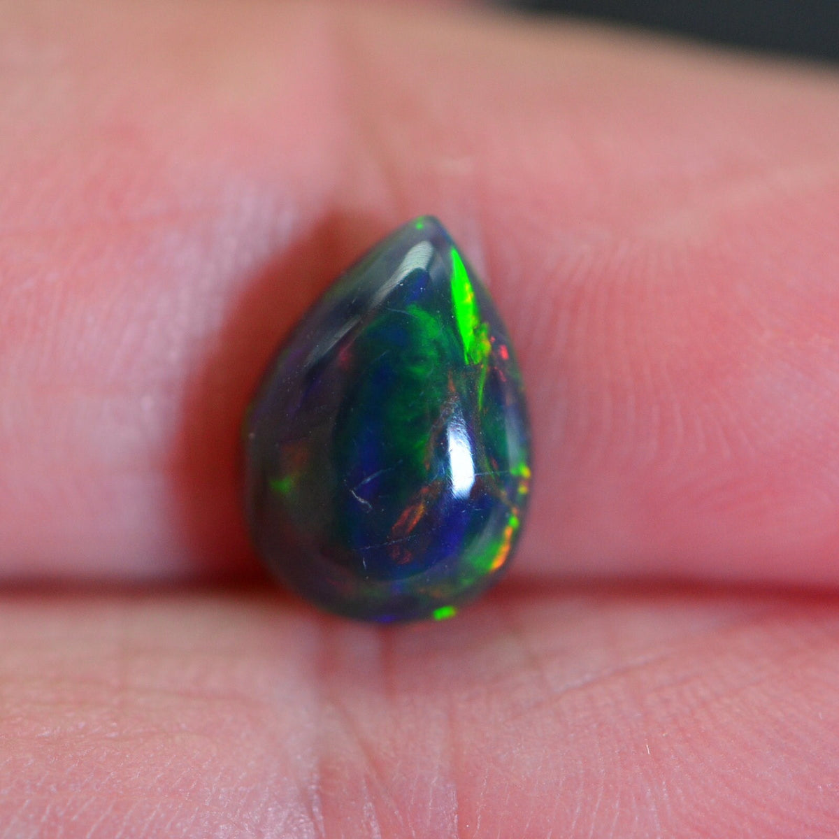 Ethiopian Black Opal Pear Cabochon: Natural Gemstone Jewelry Supply
