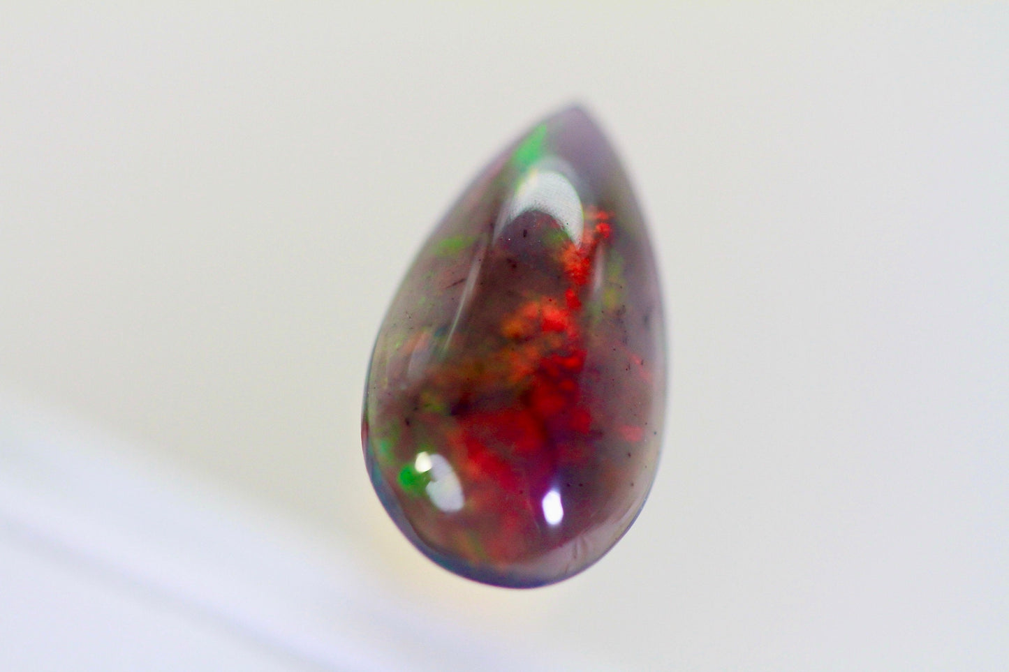 1.4 CT Ethiopian Black Welo Opal Pear Cabochon: Gemstone Jewelry Supply