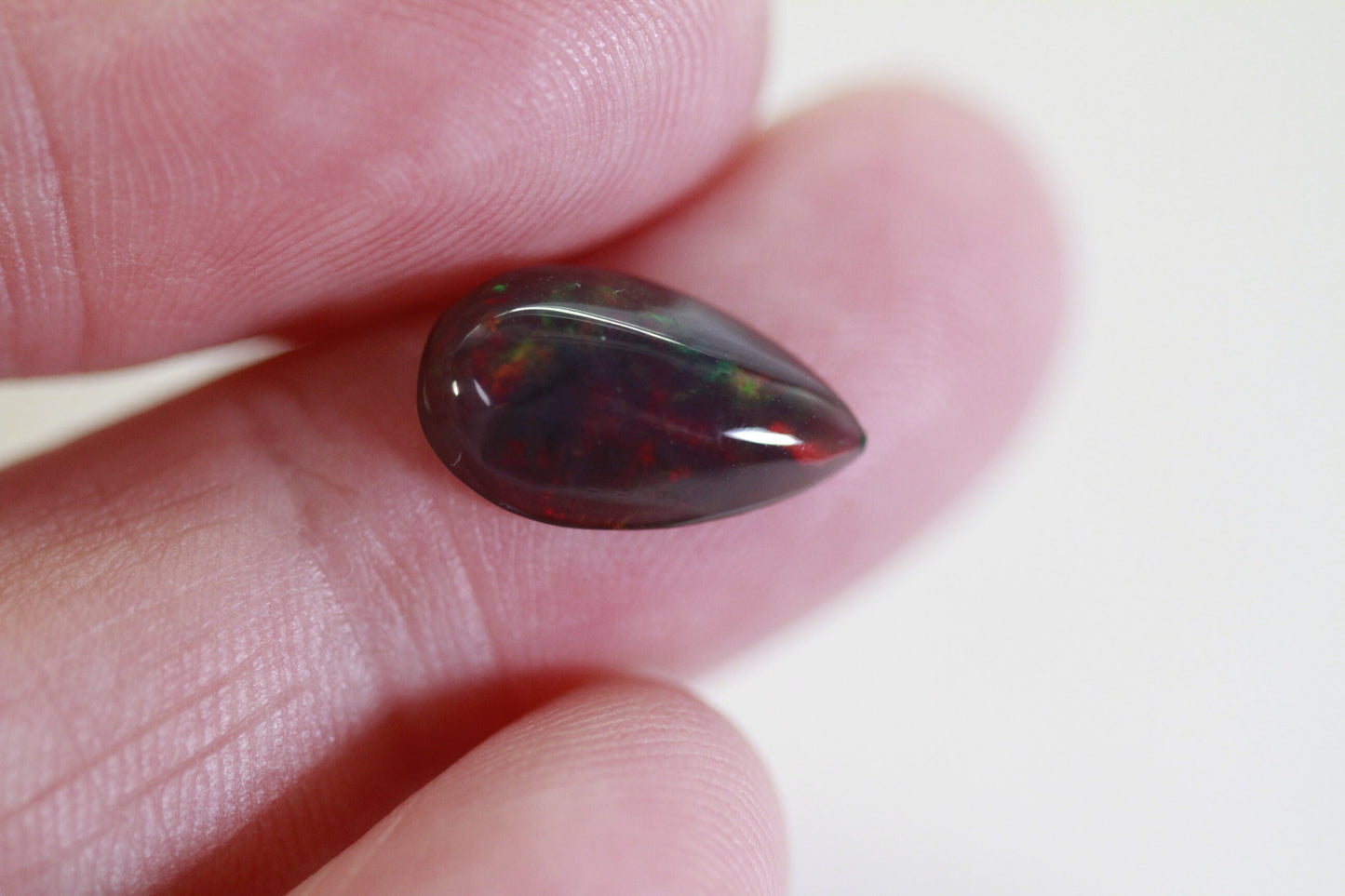 1.4 CT Ethiopian Black Welo Opal Pear Cabochon: Gemstone Jewelry Supply
