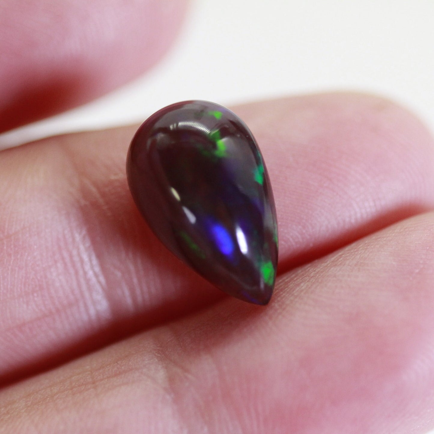 2 CT Black Welo Opal Cabochon: Ethiopian Pear Cut Gemstone
