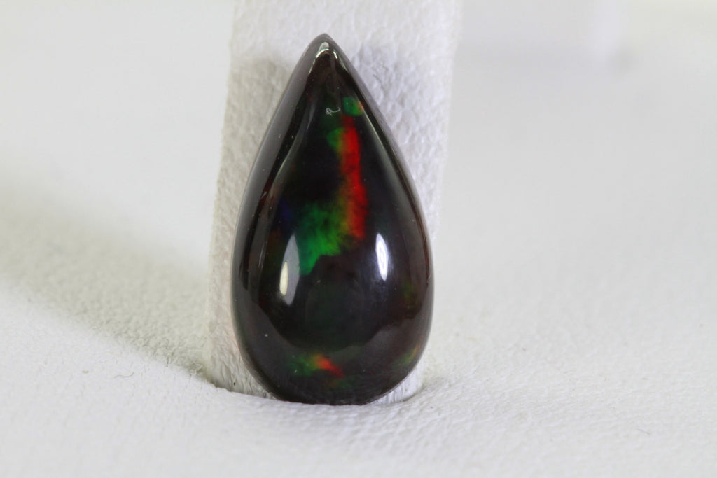 3.65ct Ethiopian Black Welo Opal Teardrop Cabochon: Gemstone Jewelry Supply