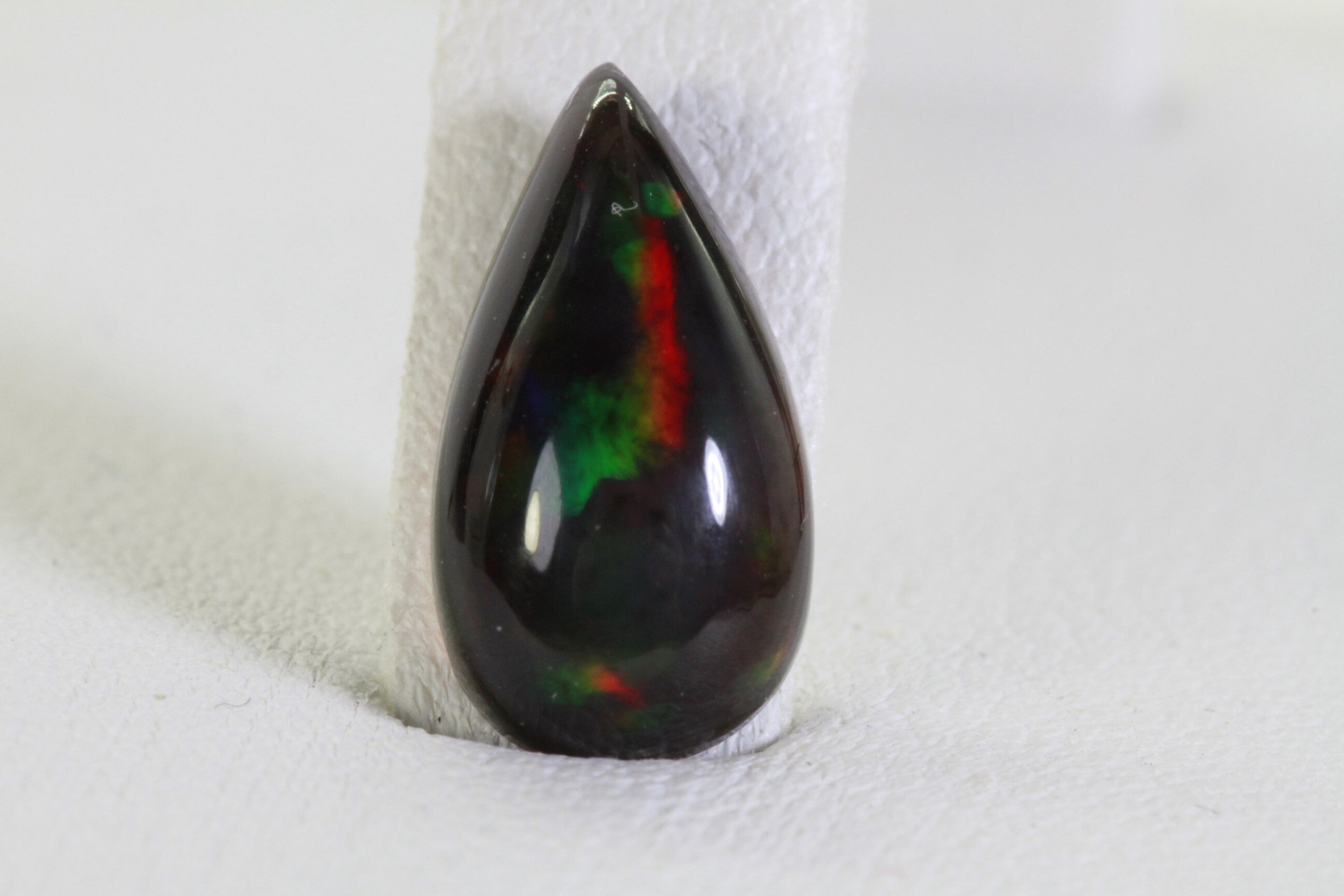 3.65ct Ethiopian Black Welo Opal Teardrop Cabochon: Gemstone Jewelry Supply