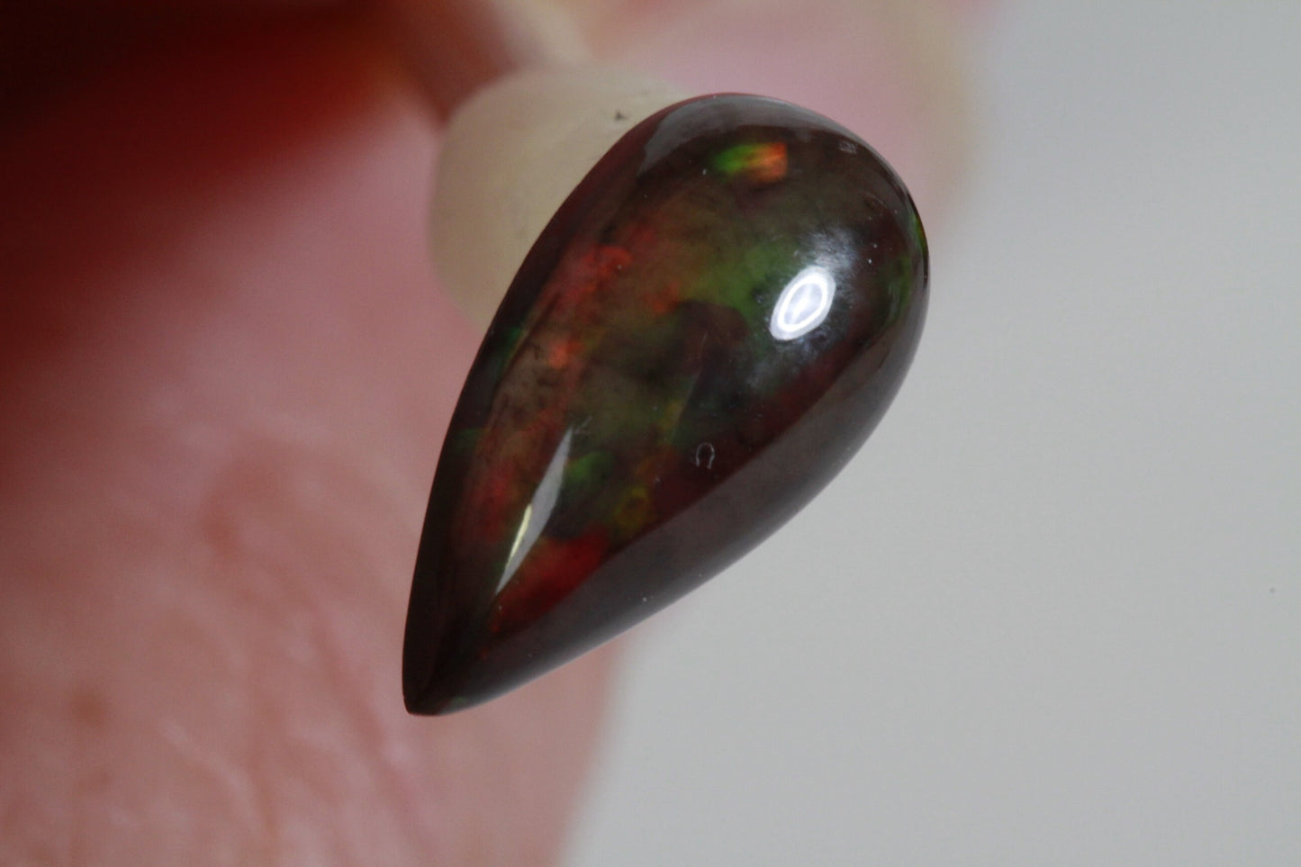 3.65ct Ethiopian Black Welo Opal Teardrop Cabochon: Gemstone Jewelry Supply