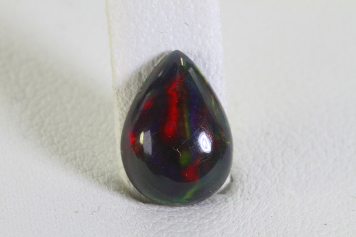 Ethiopian Black Welo Opal: Pear Cut Cabochon Gemstone