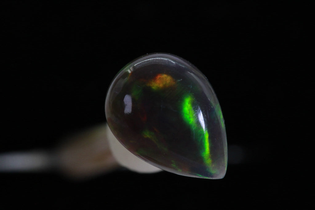 Ethiopian Black Welo Opal: Pear Cut Cabochon Gemstone