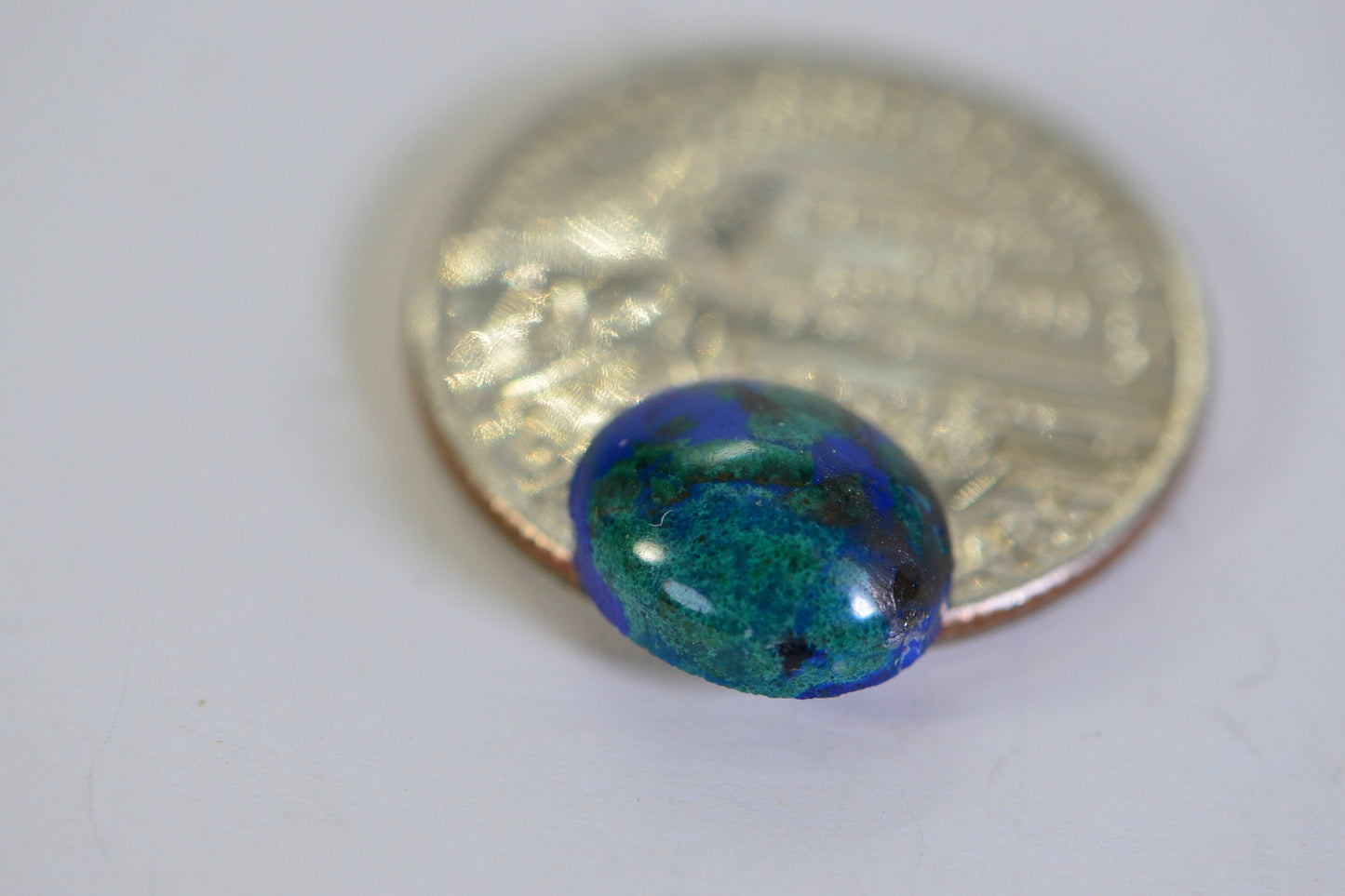 Azurite Malachite Gemstone Cabochon: Oval Ring Stone (11.8X9.8mm)