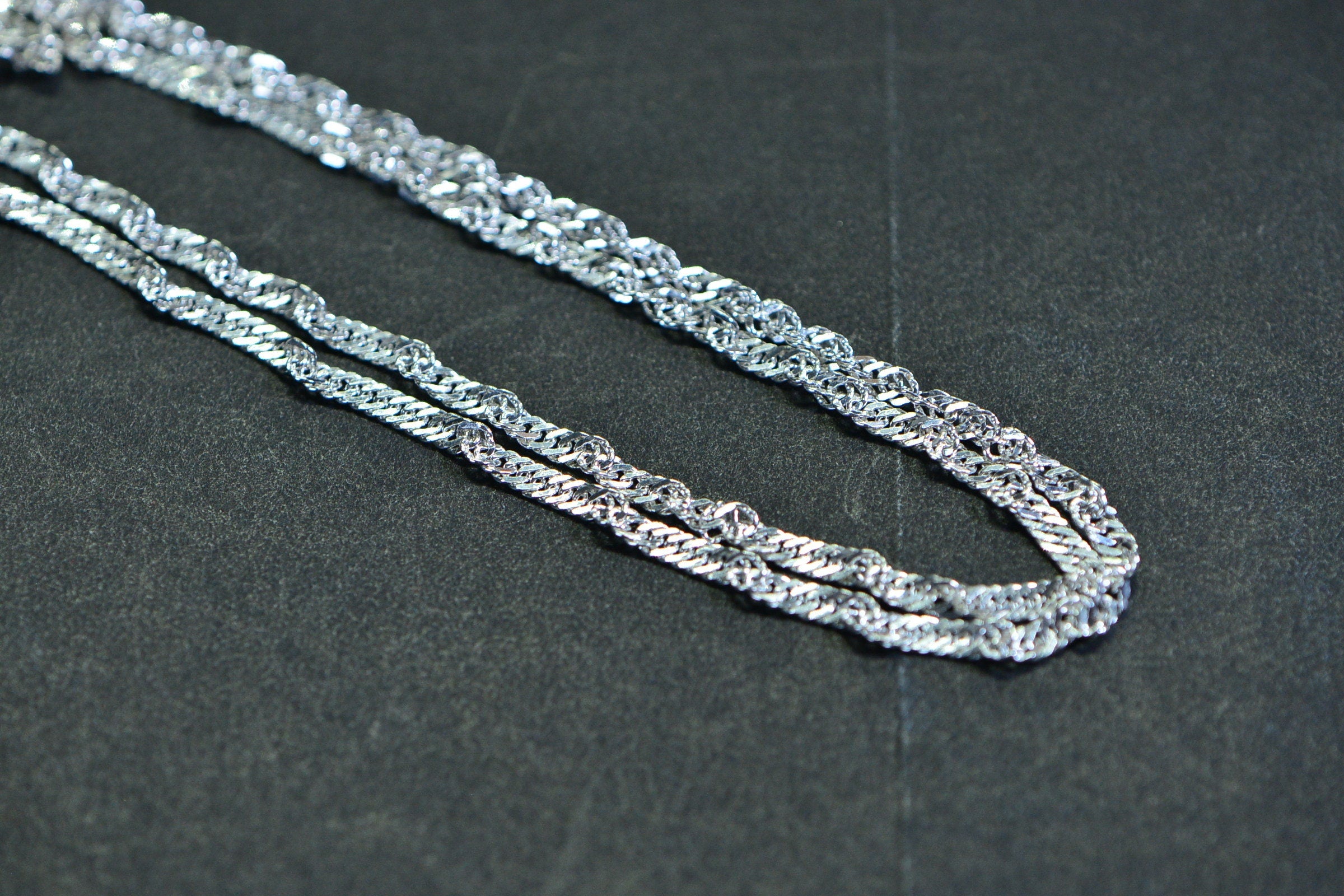 Twisted Herringbone Snake Sterling silver  Chain 20 inches  Flat Twist Chain