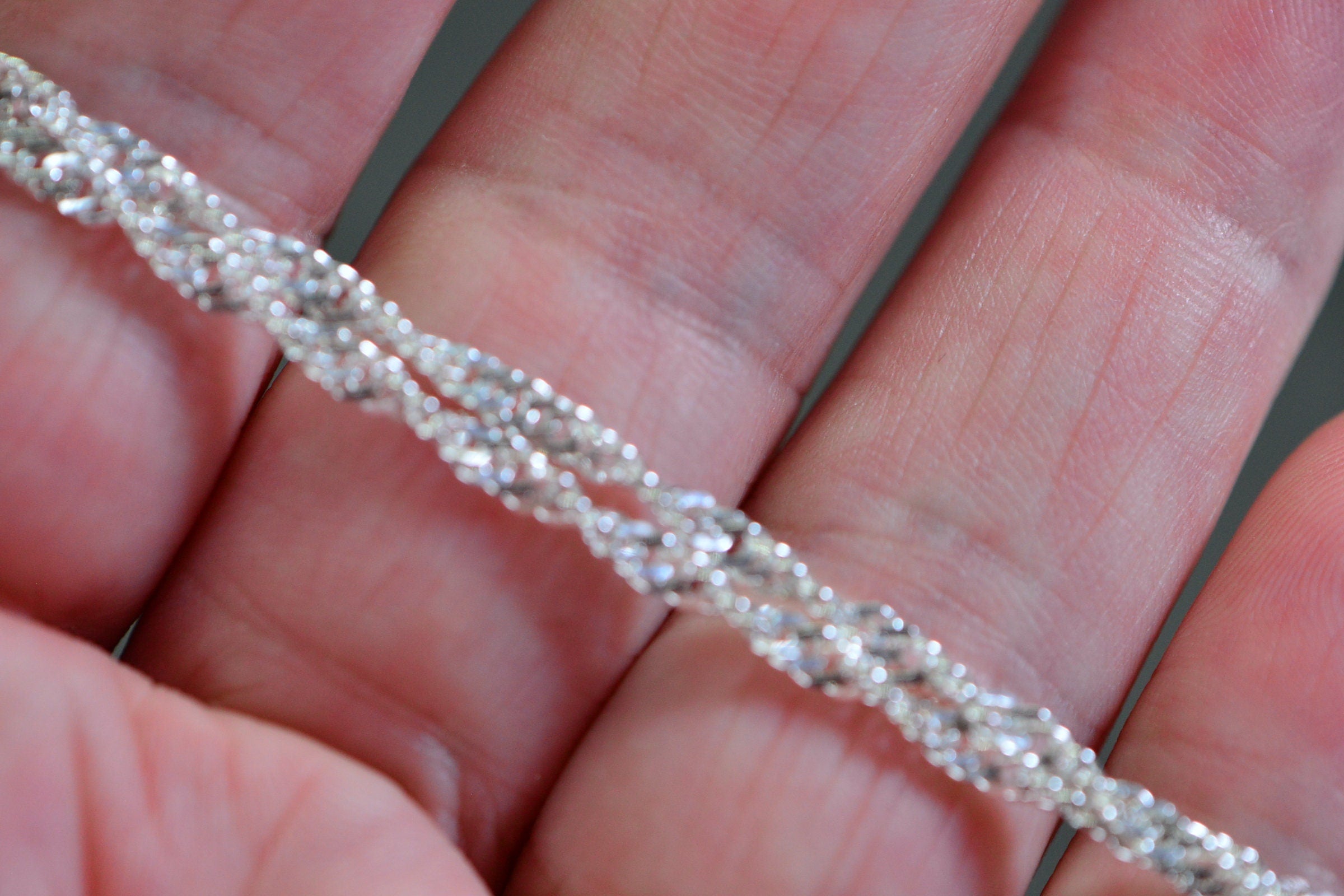 Twisted Herringbone Snake Sterling silver  Chain 20 inches  Flat Twist Chain