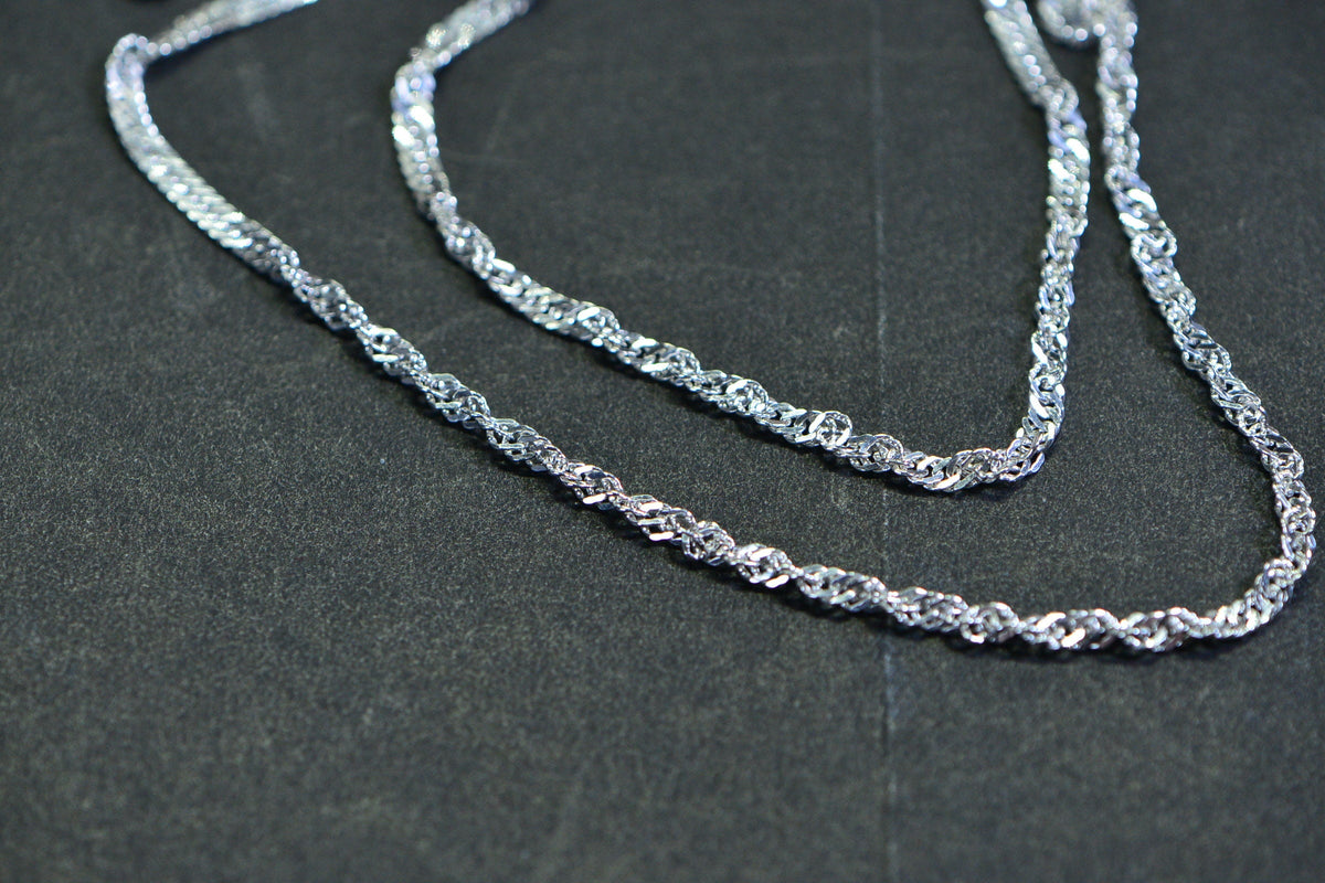 Twisted Herringbone Snake Sterling silver  Chain 20 inches  Flat Twist Chain