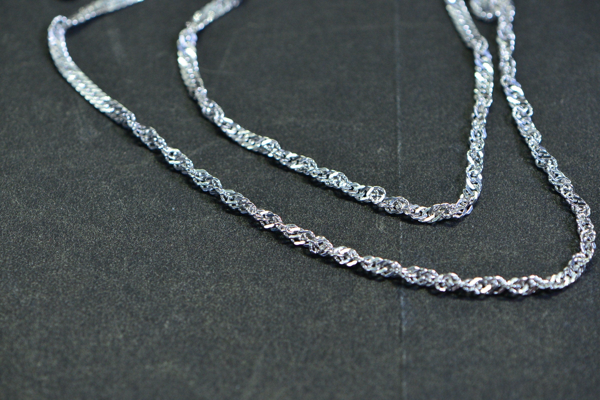 Twisted Herringbone Snake Sterling silver  Chain 20 inches  Flat Twist Chain