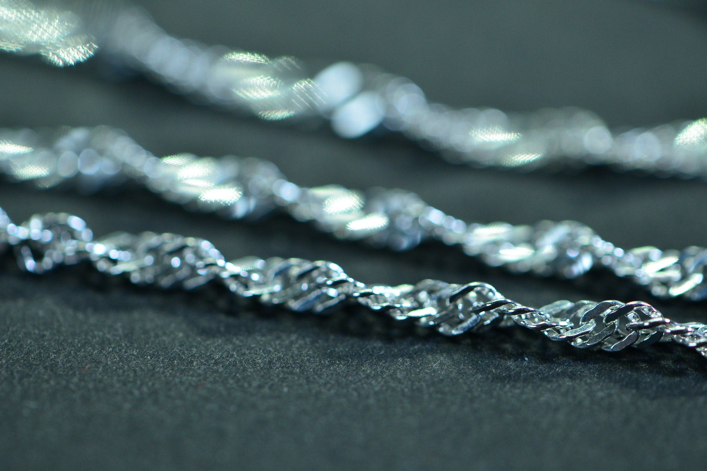Twisted Herringbone Snake Sterling silver  Chain 20 inches  Flat Twist Chain